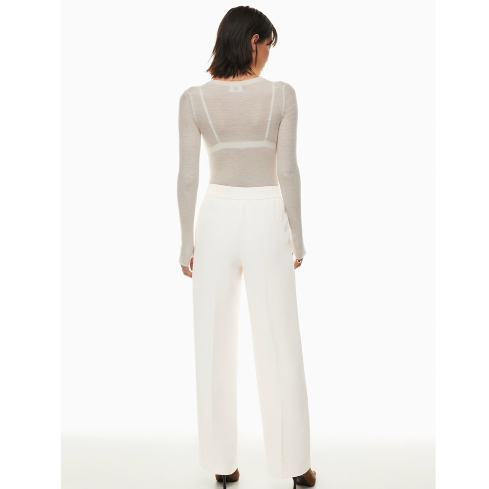 ARITZIA | WILFRED ALANYA PANT HIGH RISE WIDE LEG ELASTIC BACK WAIST CREPETTE - Picture 6 of 13